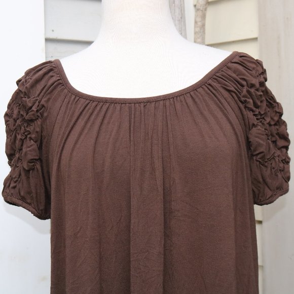 Max Studio Brown Puff Sleeve Midi Sundress - Picture 3 of 8